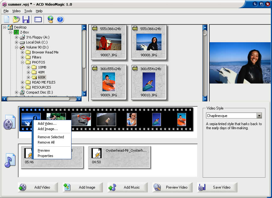 Screenshot of ACD VideoMagic