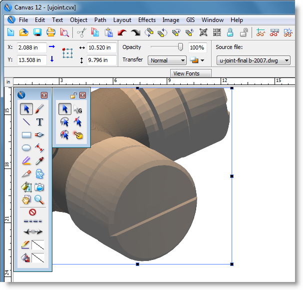 View the object in your Canvas document